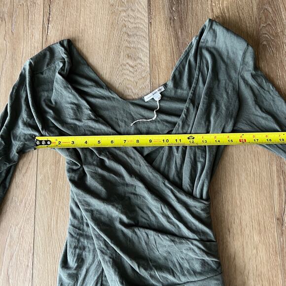 JAMES PERSE Women's Wrap-Effect Ruched Cotton-Blend Jersey Dress Size 3/L - Picture 5 of 8